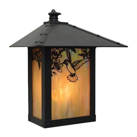 Arroyo Craftsman 9" Evergreen Flush Wall Mount Without Overlay (Empty), Rustic Brown, Off White Glass EW-9EOF-RB